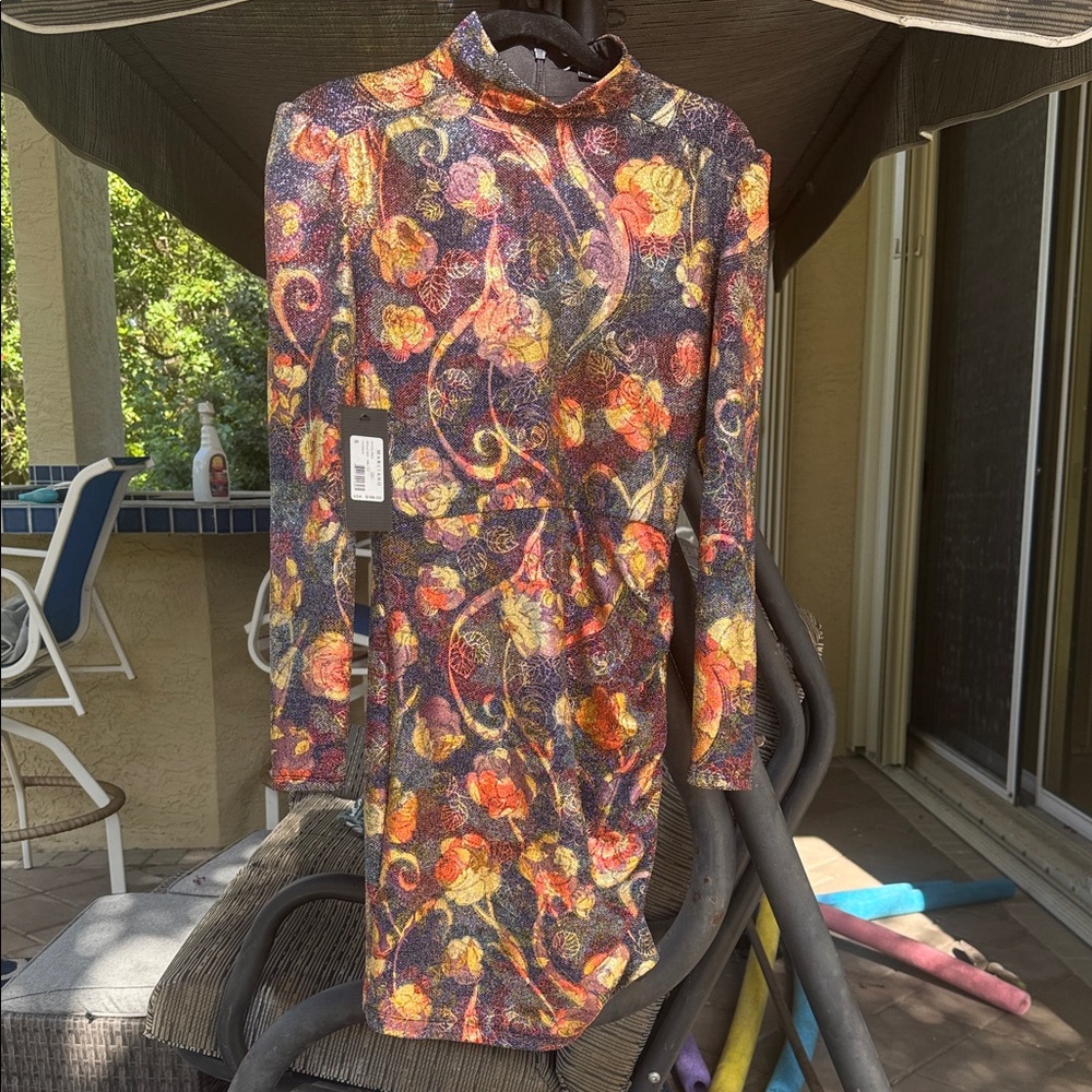 Guess by Marciano Multicolor Floral Long Sleeve Dress